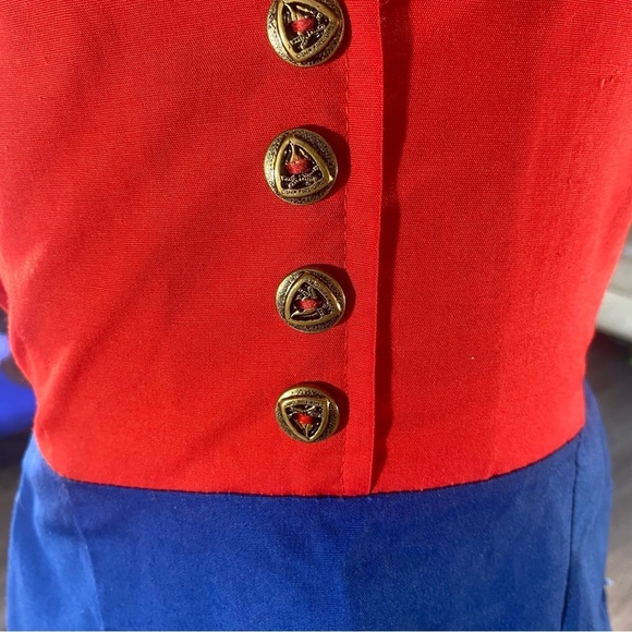 Vintage Red & Blue Girl’s Scout Uniform Dress w/ Hat | Size A-32 - Picture 10 of 11